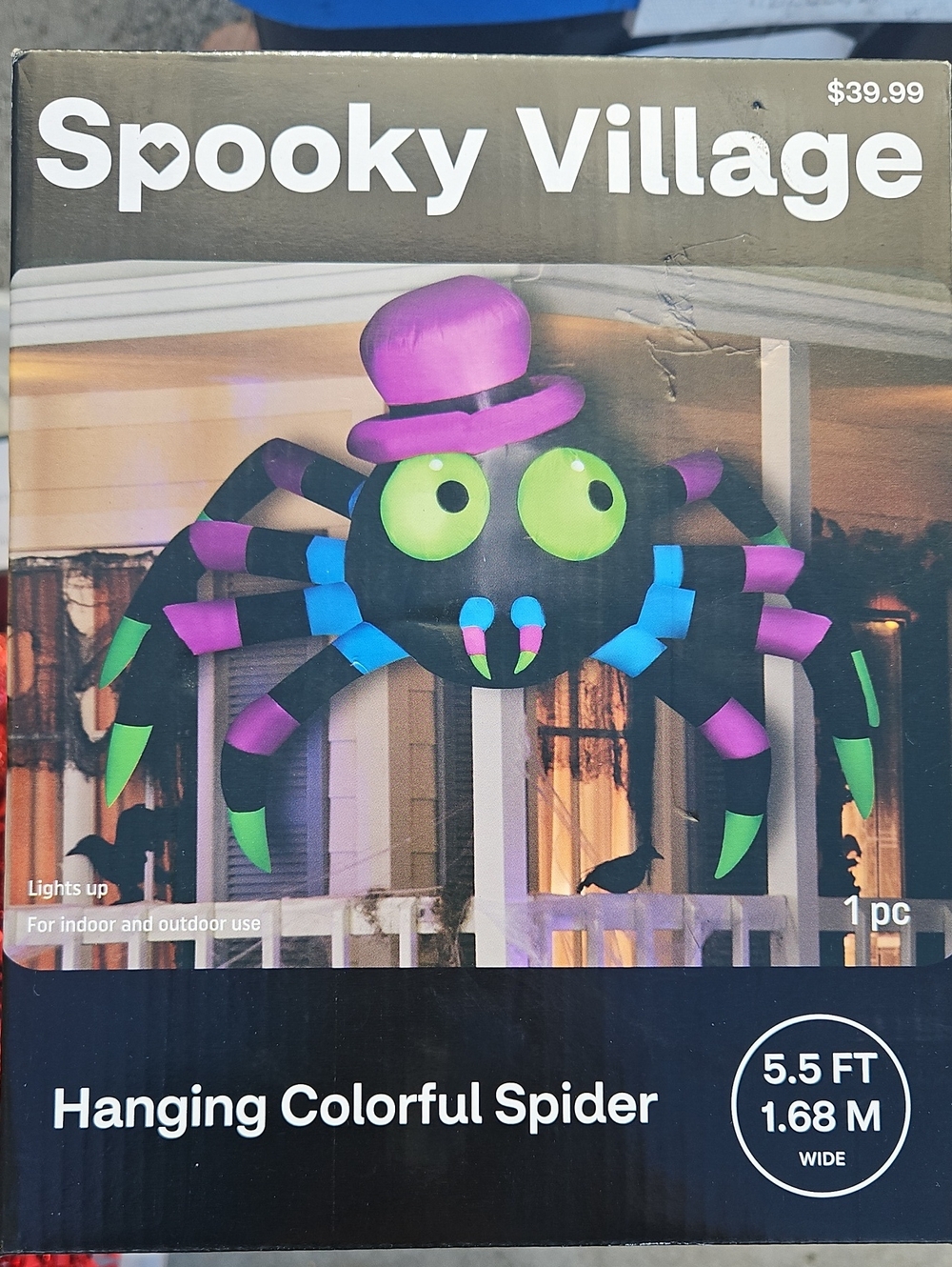 Brand New Hanging Inflatable Colorful Spider 5.5 Ft.